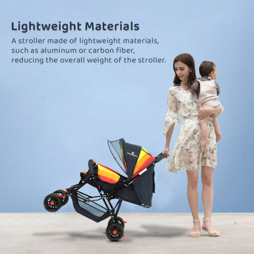 StarAndDaisy Sunrise Baby Stroller and Pram with Extended Mosquito Net and Ultra Soft Cushions & Reversible Handlebar (Rainbow Print) - Image 6