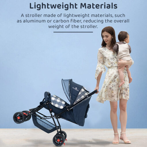 StarAndDaisy Sunrise Baby Stroller and Pram with Extended Mosquito Net and Ultra Soft Cushions & Reversible Handlebar (White Checks Print | Sigma) - Image 7