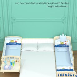 Baby Crib Bed Pinewood 12 in 1 Rocking Cot - Baby Cot Cum Junior Bed