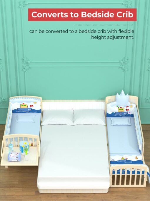 Baby Crib Bed Pinewood 12 in 1 Rocking Cot - Baby Cot Cum Junior Bed