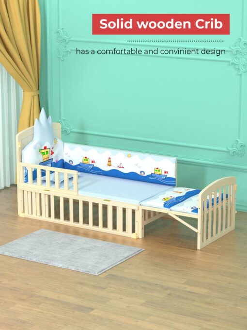 Best Baby Cot Cum Junior Bed Online - Large Baby Cot Crib Pinewood