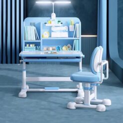 StarAndDaisy Smart Study Table with Chair for Kids and Students with Bookshelves, Storage and Height Adjustment (Blue | M8)