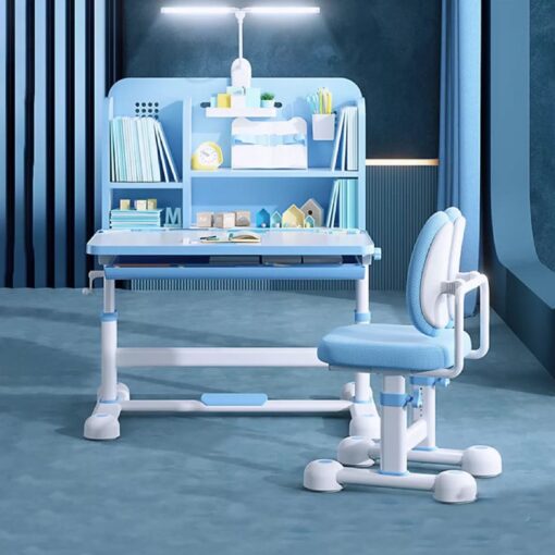 StarAndDaisy Smart Study Table with Chair for Kids and Students with Bookshelves, Storage and Height Adjustment (Blue | M8)