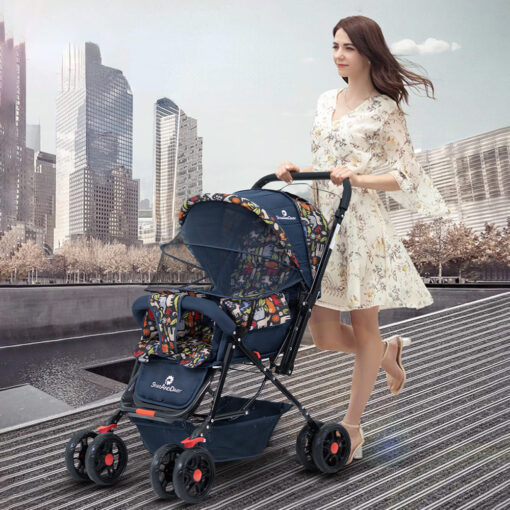 StarAndDaisy Sunrise Baby Stroller and Pram with Extended Mosquito Net and Ultra Soft Cushions & Reversible Handlebar (Nature Print | Delta) - Image 2
