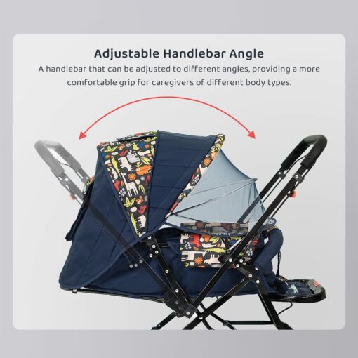 StarAndDaisy Sunrise Baby Stroller and Pram with Extended Mosquito Net and Ultra Soft Cushions & Reversible Handlebar (Nature Print | Delta) - Image 4