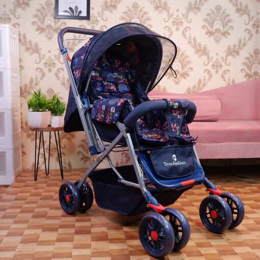 [Refurbished] StarAndDaisy Sunrise Baby Stroller and Pram with Extended Mosquito Net and Ultra Soft Cushions & Reversible Handlebar (Blue Print | Beta) - Image 16