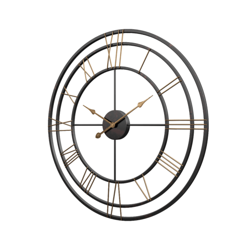 SND Designer Metal Triple Ring Retro Wall Clock for Living Room Bedroom Office Bar Decor - Black - Gold, 80cm - Image 9