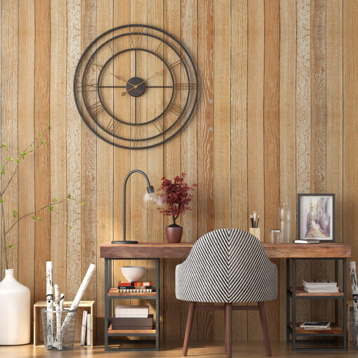 SND Designer Metal Triple Ring Retro Wall Clock for Living Room Bedroom Office Bar Decor - Black - Gold, 80cm - Image 2
