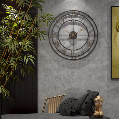 SND Designer Metal Triple Ring Retro Wall Clock for Living Room Bedroom Office Bar Decor - Black - Gold, 80cm - Image 3