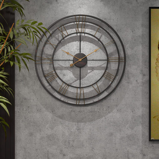 SND Designer Metal Triple Ring Retro Wall Clock for Living Room Bedroom Office Bar Decor - Black - Gold, 80cm - Image 4