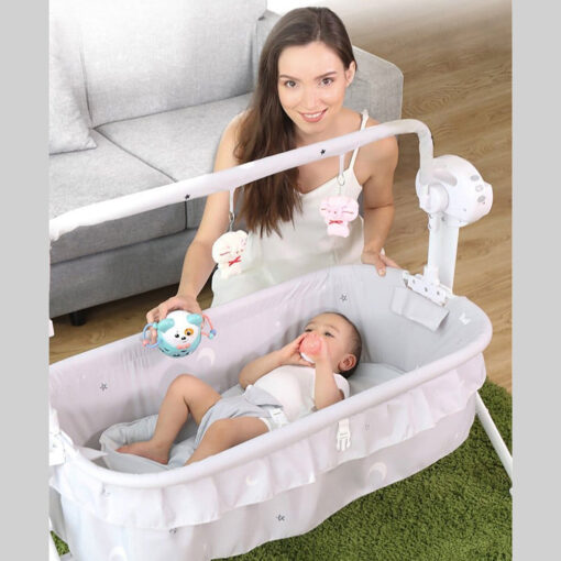 StarAndDaisy Smart & Portable Baby Cradle Crib with automatic swing, remote and Bluetooth (Nestling - Pink) - Image 2