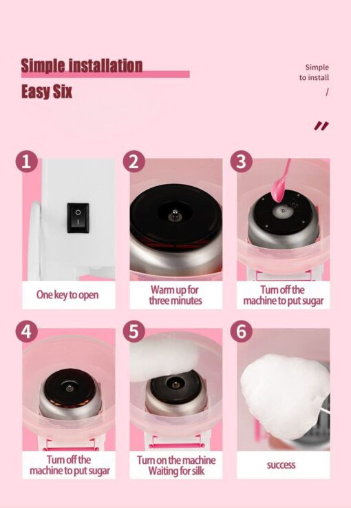 Mini cotton candy machine Children's home Fully automatic small Toy commercial cotton candy machine Electric 500W cotton candy machine (Absorbed Color) - Image 9
