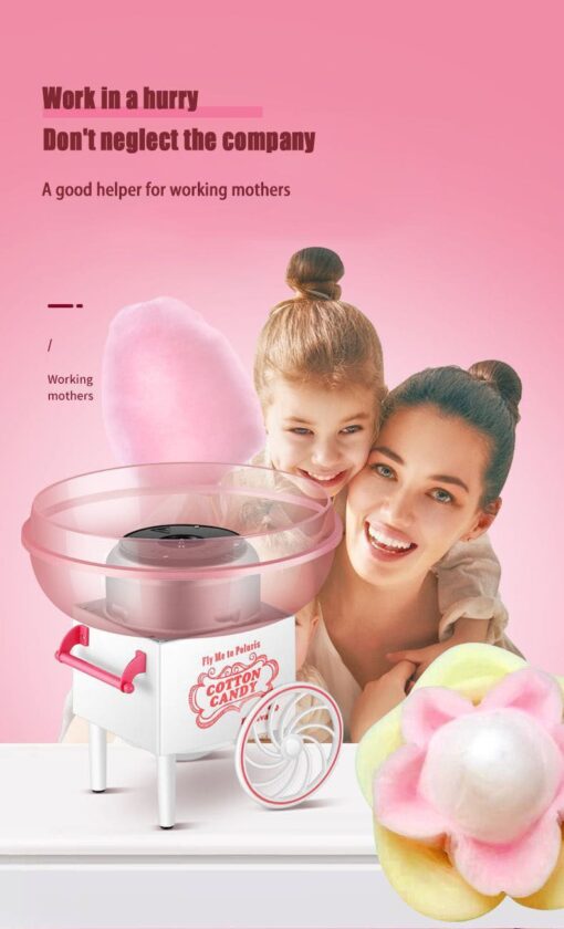 Mini cotton candy machine Children's home Fully automatic small Toy commercial cotton candy machine Electric 500W cotton candy machine (Absorbed Color) - Image 19