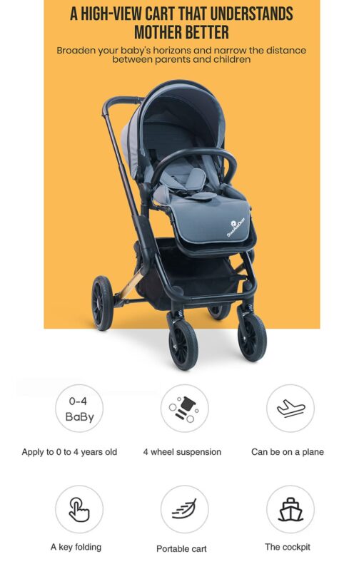[Refurbished] StarAndDaisy Cosmo Baby Stroller one press easy fold and large rear wheel, with Foot break, Foot Rest and basket for storage (Grey) - Image 7