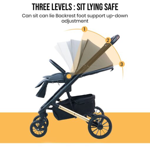 [Refurbished] StarAndDaisy Cosmo Baby Stroller one press easy fold and large rear wheel, with Foot break, Foot Rest and basket for storage (Grey) - Image 8