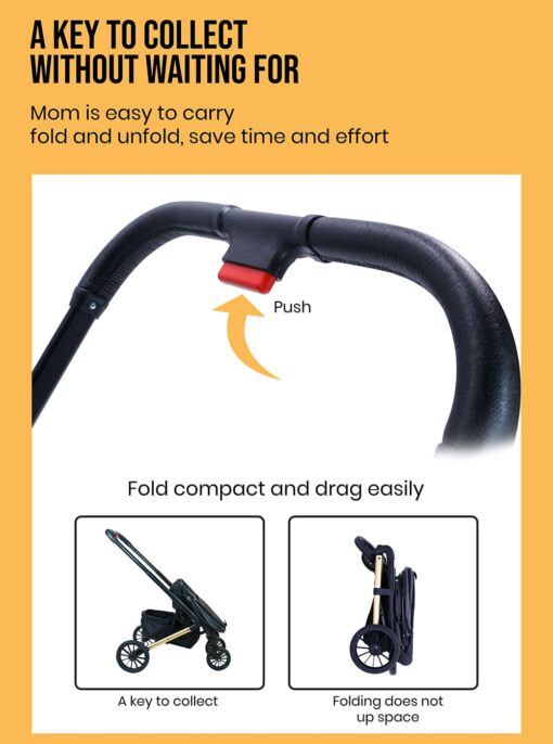 [Refurbished] StarAndDaisy Cosmo Baby Stroller one press easy fold and large rear wheel, with Foot break, Foot Rest and basket for storage (Grey) - Image 9