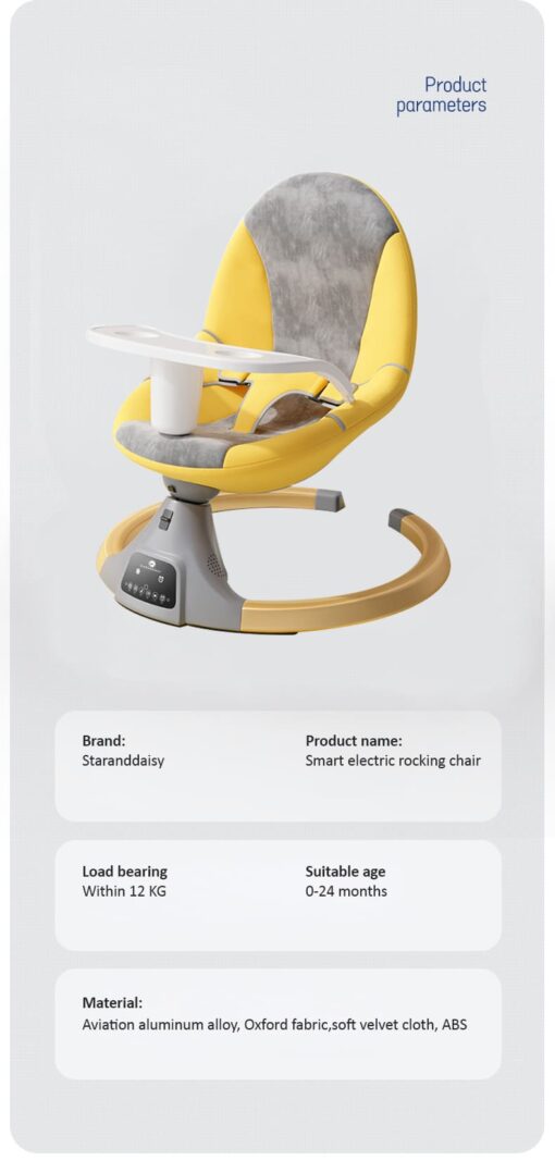 StarAndDaisy 2-in-1 Premium Modern Automatic Electric Baby Swing Rocker Cradle with Detachable Dining Tray & Sunshade &  Mosquito Net, Baby Rocker with Smart Touch Panel & Bluetooth Enabled Music and Remote Control  Without Wheels  (Orange) - Image 11