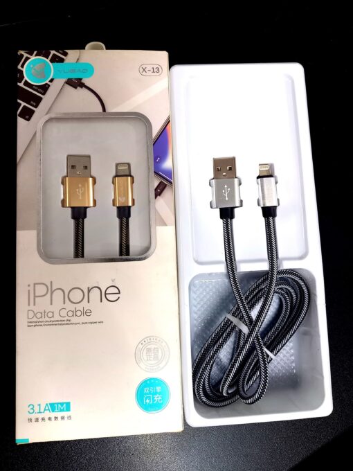 Yugao X-03 Fast Charging & Data Sync USB Cable Compatible for iPhone 6/6S/7/7+/8/8+/10/11, iPad Air/Mini, iPod and iOS Devices (Silver) - Image 2