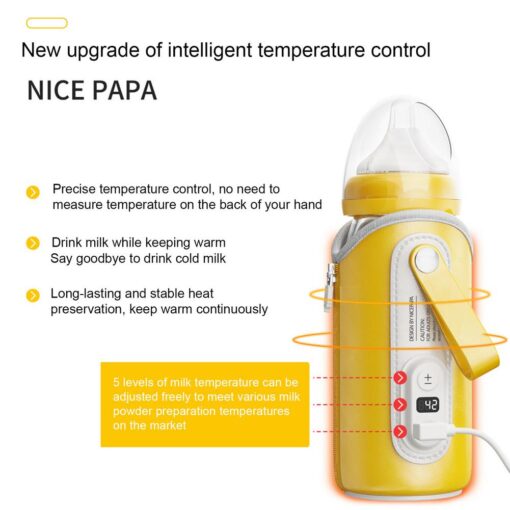 StarAndDaisy NicePapa Smart USB Baby Bottle Warmer/Bottle Insulation Cover for Car & Travel (Yellow) - Image 16