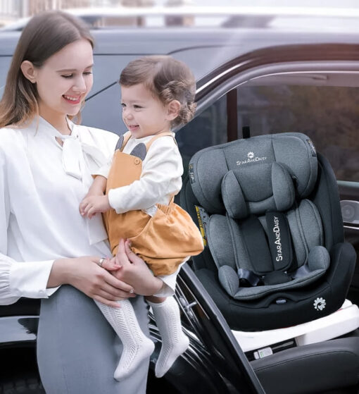 [Refurbished] StarAndDaisy Grand ISOFIX Car Seat 360° rotation, Recline, SIP (Side Impact Protection)- Forward and Rear Facing with Side Protection, Convertible with Height adjustment (0-12 Year/0-36 kg | Black) - Image 12