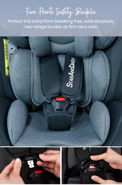 [Refurbished] StarAndDaisy Grand ISOFIX Car Seat 360° rotation, Recline, SIP (Side Impact Protection)- Forward and Rear Facing with Side Protection, Convertible with Height adjustment (0-12 Year/0-36 kg | Black) - Image 13