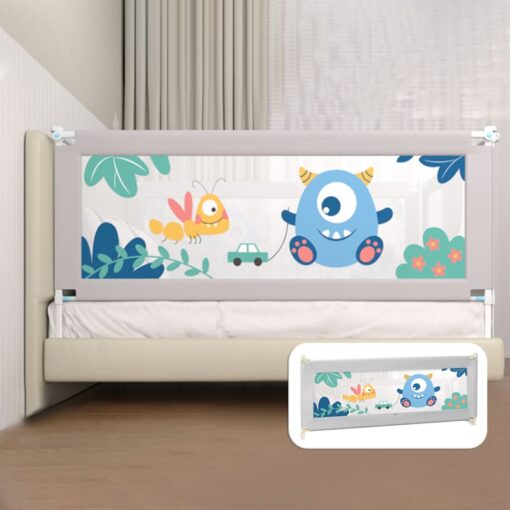 StarAndDaisy Elegant Heightened Bed Guardrail- With Lift, Snap Design, Seamless connection with mattress for newborn till 12 years (Grey | Pack Of 1 | 1.8 Meter)
