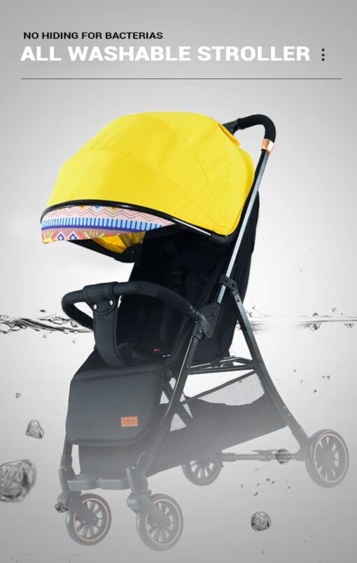 [Refurbished] StarAndDaisy Mompush Lightweight Travel Luxury Stroller, Compact One-Hand Fold, Reclining Seat and XL Canopy, & Cup Holder (Yellow) - Image 13