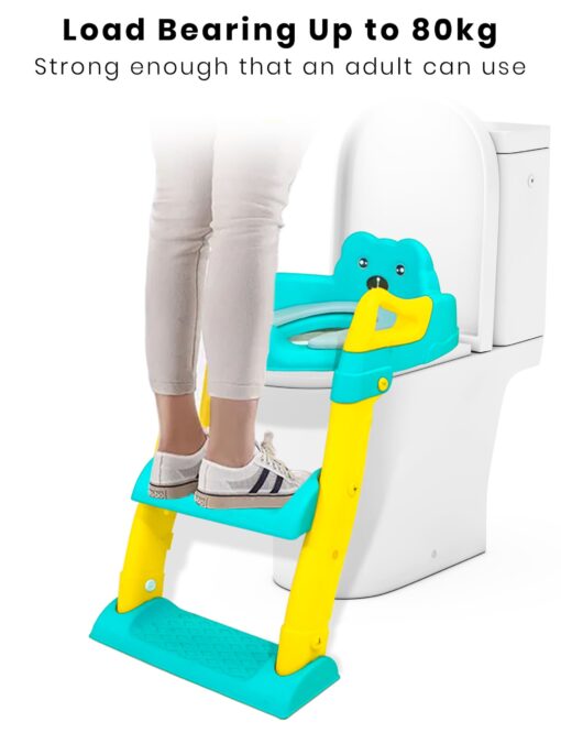[Refurbished] StarAndDaisy Potty Training Seat with Ladder, Toddler Potty Seat for Toilet with Step Stool for Kids, Splash Guard and Wide Pad for Boys Girls, Stable Without Slipping (Pink & Yellow) - Image 6