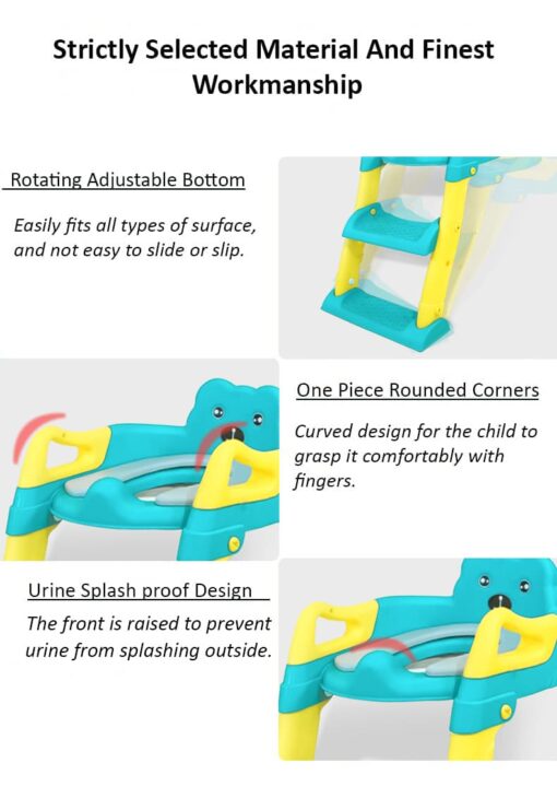 [Refurbished] StarAndDaisy Potty Training Seat with Ladder, Toddler Potty Seat for Toilet with Step Stool for Kids, Splash Guard and Wide Pad for Boys Girls, Stable Without Slipping (Pink & Yellow) - Image 9