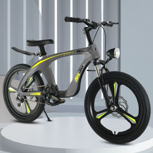 StarAndDaisy Skillmax 20 inch mountain bike, kids bicycle with 6 gearshift, light, ultra-light magnesium alloy, dual disc brakes, front shockers, for boys and girls (Gray)