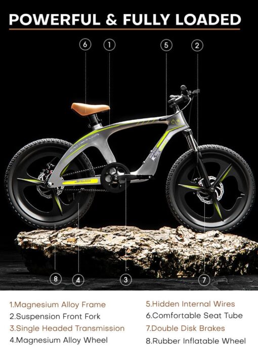 StarAndDaisy Skillmax 20 inch mountain bike, kids bicycle with 6 gearshift, light, ultra-light magnesium alloy, dual disc brakes, front shockers, for boys and girls (Gray) - Image 4