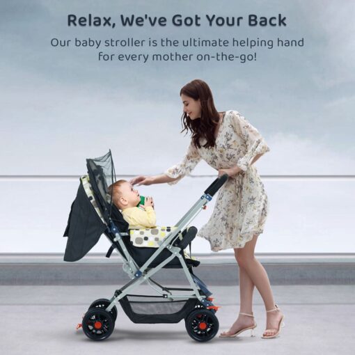 StarAndDaisy Sunrise Baby Stroller and Pram with Extended Mosquito Net and Ultra Soft Cushions & Reversible Handlebar - Image 5