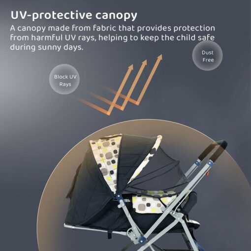 StarAndDaisy Sunrise Baby Stroller and Pram with Extended Mosquito Net and Ultra Soft Cushions & Reversible Handlebar - Image 7