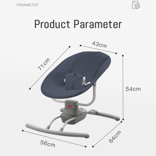 StarAndDaisy Electric Baby Rocker & Swing with 3 Adjustable Swing Speed & Soothing Music, with Mosquito Net - Grey - Image 9