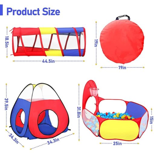 3-In-1 Multi Colour Ball Poll Tent Play Tent for Kids, Activity Play Tent, Foldable Indoor Outdoor Tent for Kids - Image 7