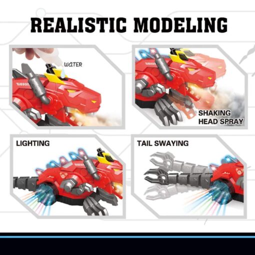 Amazing Mist Spraying Mechanical Transformer Robot Dragon Toy with LED Light and Sound Toy for Kids - Image 3
