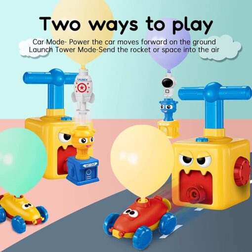 Kids Balloon Powered Car Set Creative Cartoon Aerodynamic Car Balloon Racer Toy Power Balloon Car Balloon Pump Car Balloon Launcher Car - Image 2