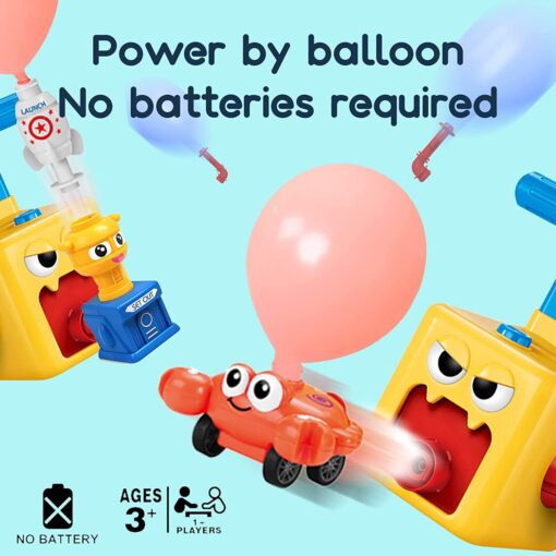 Kids Balloon Powered Car Set Creative Cartoon Aerodynamic Car Balloon Racer Toy Power Balloon Car Balloon Pump Car Balloon Launcher Car - Image 3