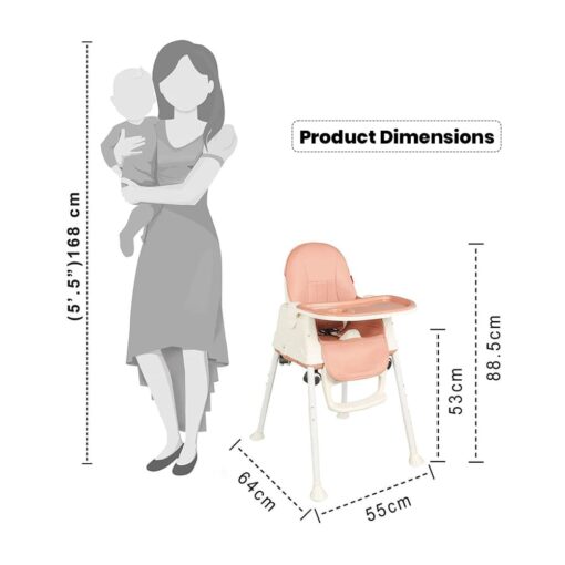 StarAndDaisy Comfort 3 in 1 Multifunctional High Chair for Baby - Adjustable Height Chair with Detachable Tray for Kids (Coffee) - Image 8