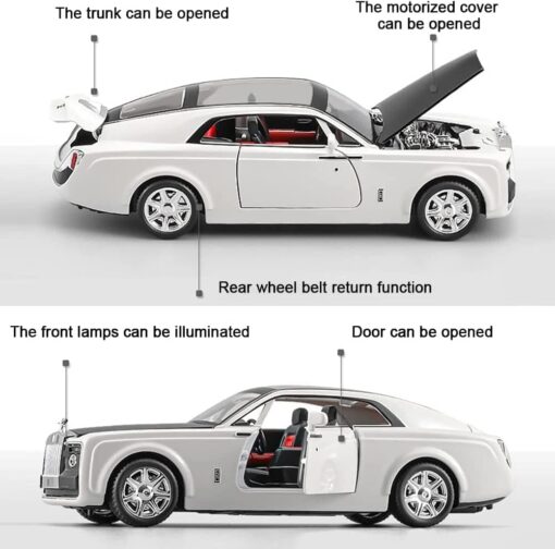 XLG 1:24 Diecast Metal Model Cars Light Pullback Scale Model Cars (Rolls-Royce Phantom | M929E-1) - Image 4