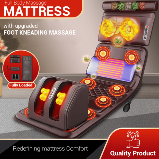 [Refurbished] StarAndDaisy 4D Heated Massage Mat with 20 Neck Shiatsu Kneading Massage Heads, Heating Pad Full Body Massage Massager Mat Cushion for Relieving Back Lumbar Leg Pain With Foot Massager (Brown) - Image 4