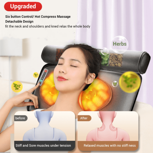 [Refurbished] StarAndDaisy 4D Heated Massage Mat with 20 Neck Shiatsu Kneading Massage Heads, Heating Pad Full Body Massage Massager Mat Cushion for Relieving Back Lumbar Leg Pain With Foot Massager (Brown) - Image 6
