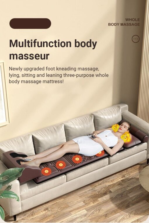[Refurbished] StarAndDaisy 4D Heated Massage Mat with 20 Neck Shiatsu Kneading Massage Heads, Heating Pad Full Body Massage Massager Mat Cushion for Relieving Back Lumbar Leg Pain With Foot Massager (Brown) - Image 7