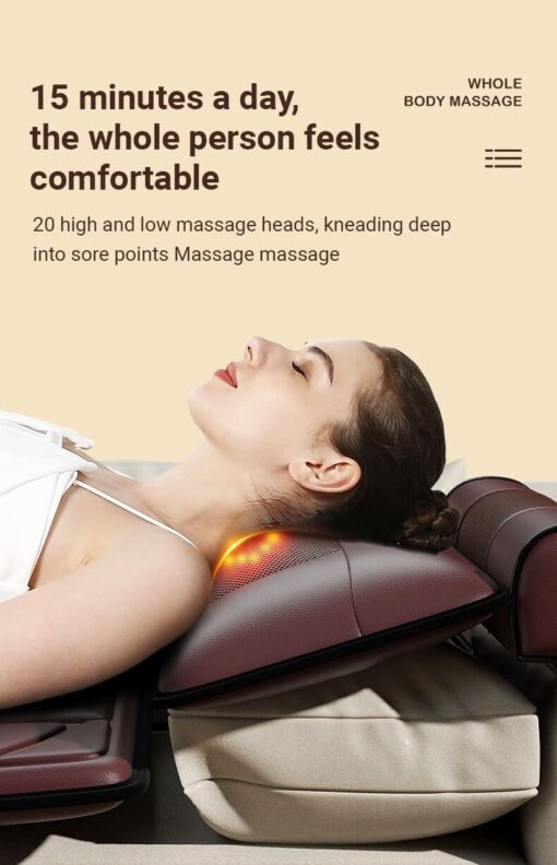 [Refurbished] StarAndDaisy 4D Heated Massage Mat with 20 Neck Shiatsu Kneading Massage Heads, Heating Pad Full Body Massage Massager Mat Cushion for Relieving Back Lumbar Leg Pain With Foot Massager (Brown) - Image 8