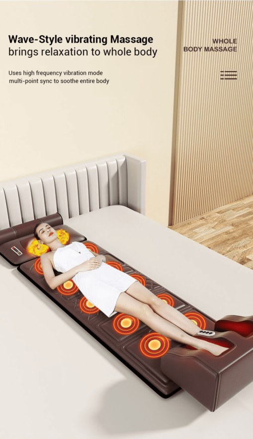 [Refurbished] StarAndDaisy 4D Heated Massage Mat with 20 Neck Shiatsu Kneading Massage Heads, Heating Pad Full Body Massage Massager Mat Cushion for Relieving Back Lumbar Leg Pain With Foot Massager (Brown) - Image 9