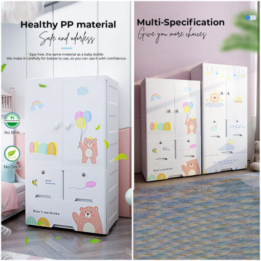 [Pre-Order] StarAndDaisy Kids Wardrobe Storage Convertible/Collapsible Almirah - Romantic Bear (H-135cm x W-65cm x D-38cm | 6524-B) [Delivery Starts on: 10/Oct/2024] - Image 4