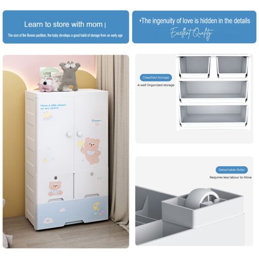 [Pre-Order] StarAndDaisy Kids Wardrobe Storage Convertible/Collapsible Almirah - Romantic Bear (H-135cm x W-65cm x D-38cm | 6524-B) [Delivery Starts on: 10/Oct/2024] - Image 5