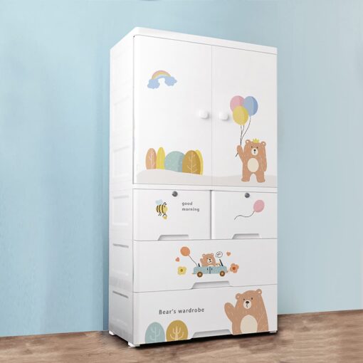 [Pre-Order] StarAndDaisy Kids Wardrobe Storage Convertible/Collapsible Almirah - Romantic Bear (H-135cm x W-65cm x D-38cm | 6524-B) [Delivery Starts on: 10/Oct/2024]