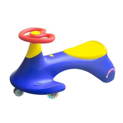 [Refurbished] StarAndDaisy Lil Rider Wiggle Car- An awesome twister / swing car for kids 24 months and above- LED Illuminated wheel with music, noiseless thick PU wheel for effortless driving (Blue Yellow)