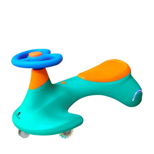 [Refurbished] StarAndDaisy Lil Rider Wiggle Car- An awesome twister / swing car for kids 24 months and above- LED Illuminated wheel with music, noiseless thick PU wheel for effortless driving (Green Orange)